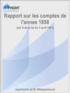 Rapport sur les comptes de l'annee 1858