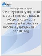 Отчет Курской губернской земской управы о суммах губернских земских повинностей и сбора на мировые учреждения... ... за 1906 год