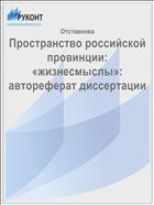 Пространство российской провинции: «жизнесмыслы»: автореферат диссертации