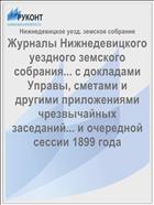Журналы Нижнедевицкого уездного земского собрания... с докладами Управы, сметами и другими приложениями чрезвычайных заседаний... и очередной сессии 1899 года