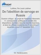 De l'abolition de servage en Russie