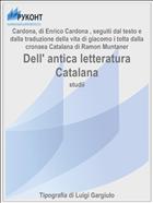 Dell' antica letteratura Catalana