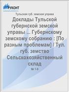 Доклады Тульской губернской земской управы ... Губернскому земскому собранию : [По разным проблемам] / Тул. губ. земство Сельскохозяйственный склад