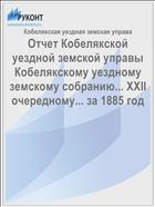 Отчет Кобелякской уездной земской управы Кобелякскому уездному земскому собранию... XXII очередному... за 1885 год