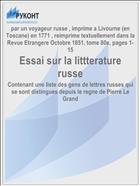 Essai sur la littterature russe